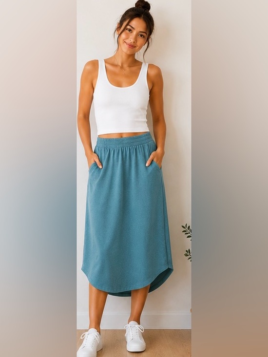 Zenana Outfitters Dresses & Skirts - Zenana Outfitters Teal A-Line Midi Skirt with Pockets NWOT